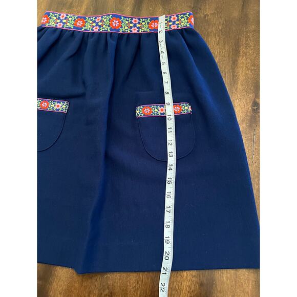 VINTAGE Handmade Women's Blue Floral Boho A-Line Mini Skirt Est. Size Small - Picture 4 of 4